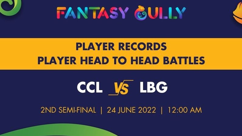 CCL vs LBG player battle, player records and player head to head