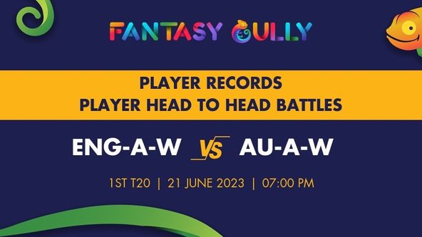 ENG-A-W vs AU-A-W player battle, player records and player head to head records for 1st T20, Australia A Women in England 3 T20 Series, 2023