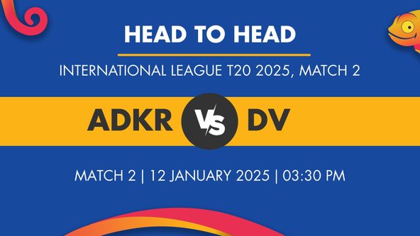 ADKR vs DV Player Stats for Match 2, ADKR vs DV Prediction Who Will Win Today's International League T20 Match Between Abu Dhabi Knight Riders and Desert Vipers